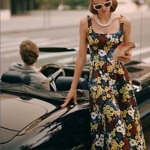 Anthropologie Maeve Marigold Midi Dress Corset-like Back. Plus 16W. Pockets!